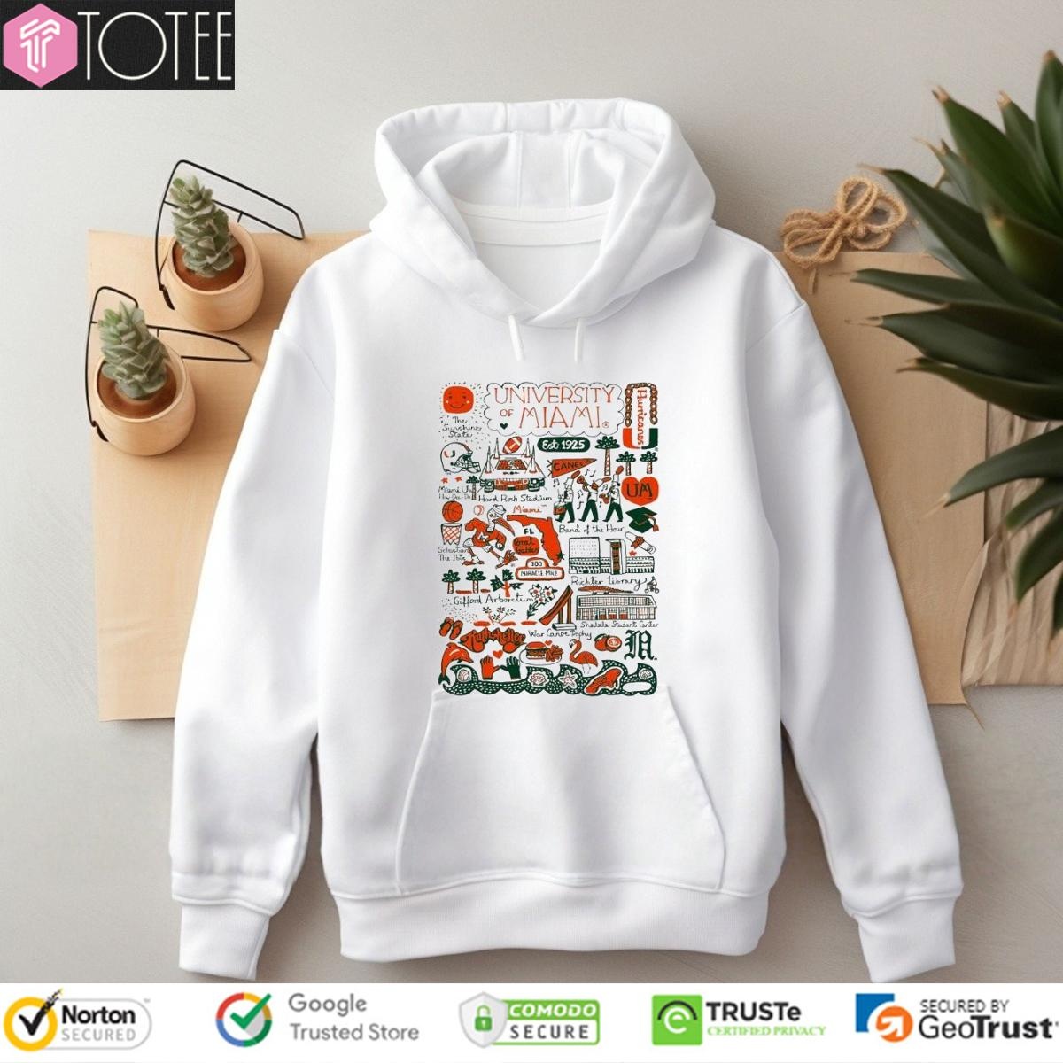University Of Miami Hurricanes Art Illustration Hoodie