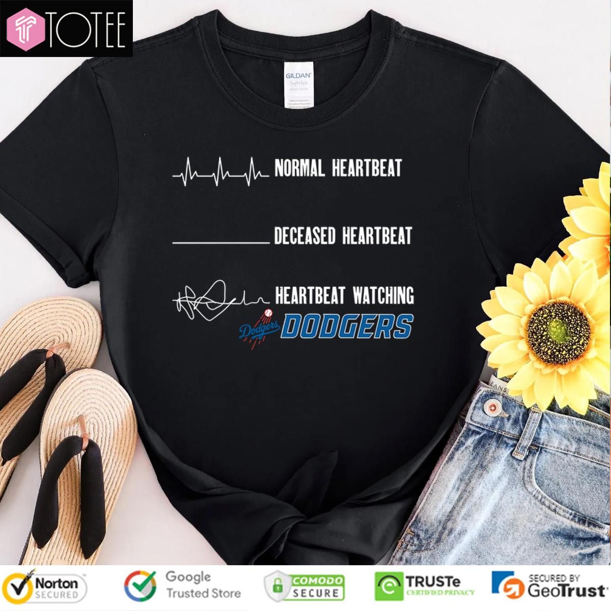 Los Angeles Dodgers Normal Heartbeat Deceased Heartbeat Heartbeat Watching T-shirt