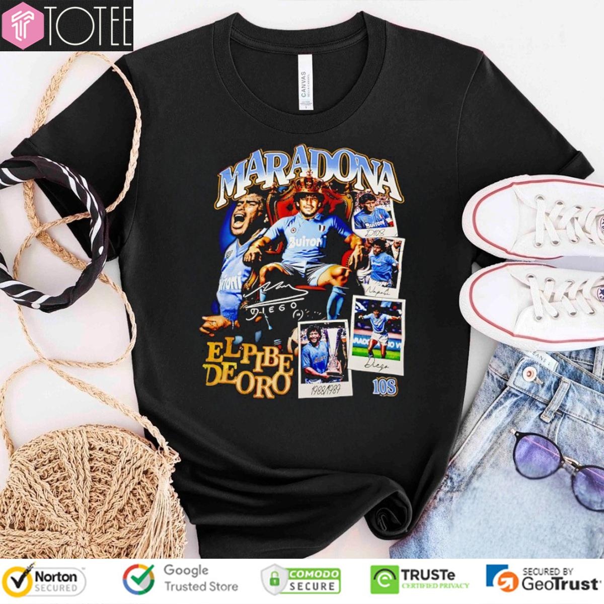 Maradona El Pibe De Oro Signature Vintage Bootleg T-shirt