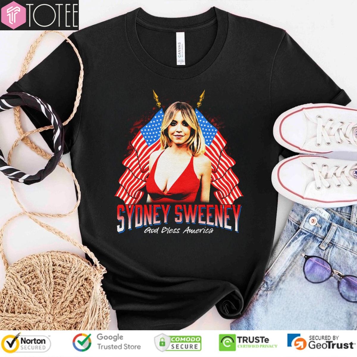 Sydney Sweeney God Bless America 4Th Of July Usa Flag T-shirt
