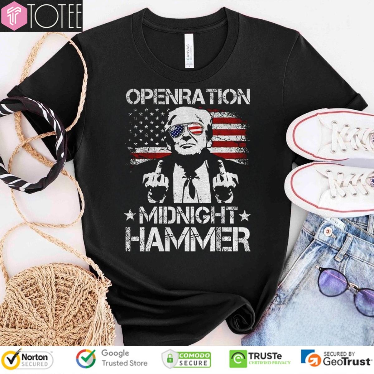 Trump Middle Finger Operation Midnight Hammer B-2 Bomber Usa Flag T-shirt