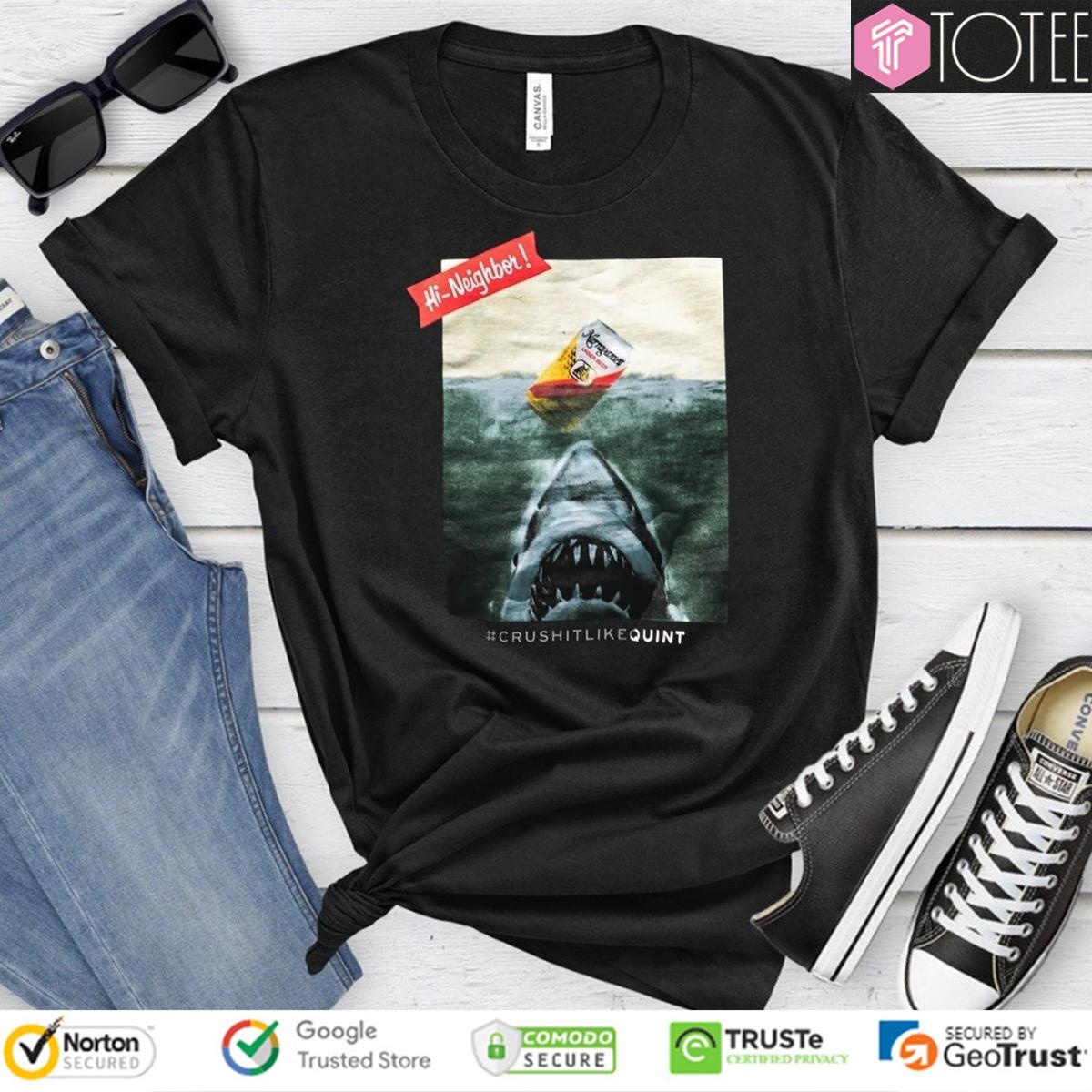 Jaws Narragansett Lager Beer Crushitlikequint Shark T-shirt