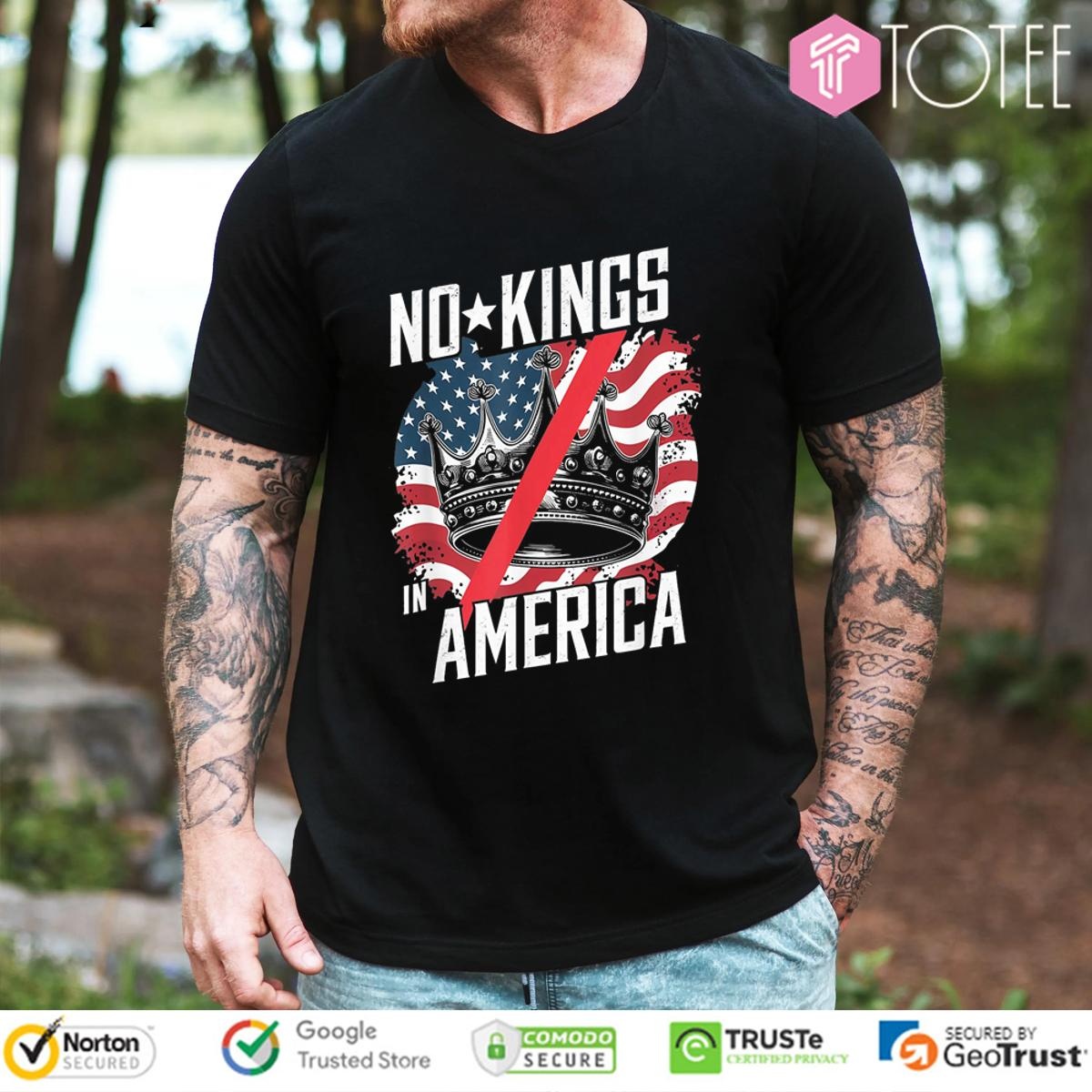 No Kings In America Protest Save Democracy Usa Flag T-shirt